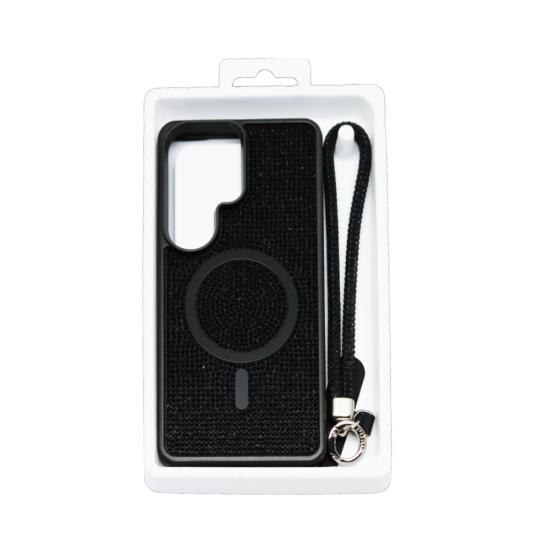 Hard Layer Silicone Diamond Design Com Cordão Para Samsung Galaxy S26 Ultra Black